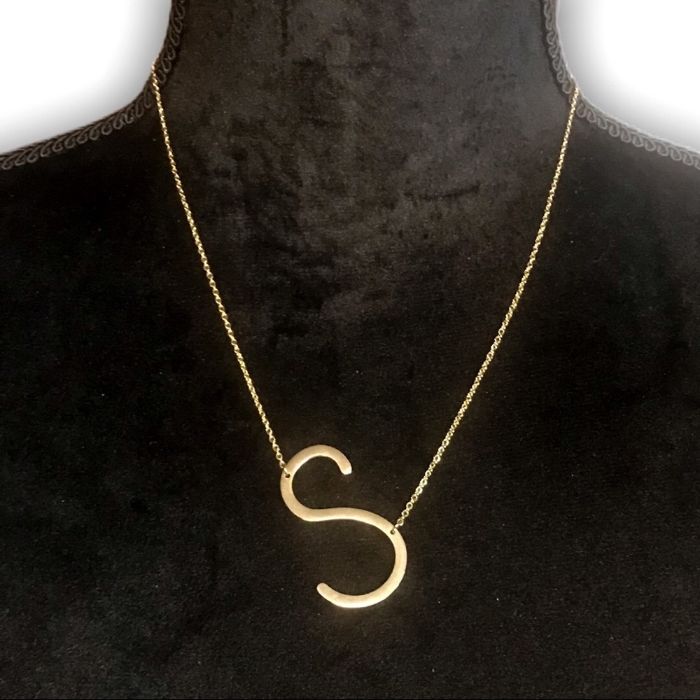 Gold Initial Pendant Necklace Letters A-Z